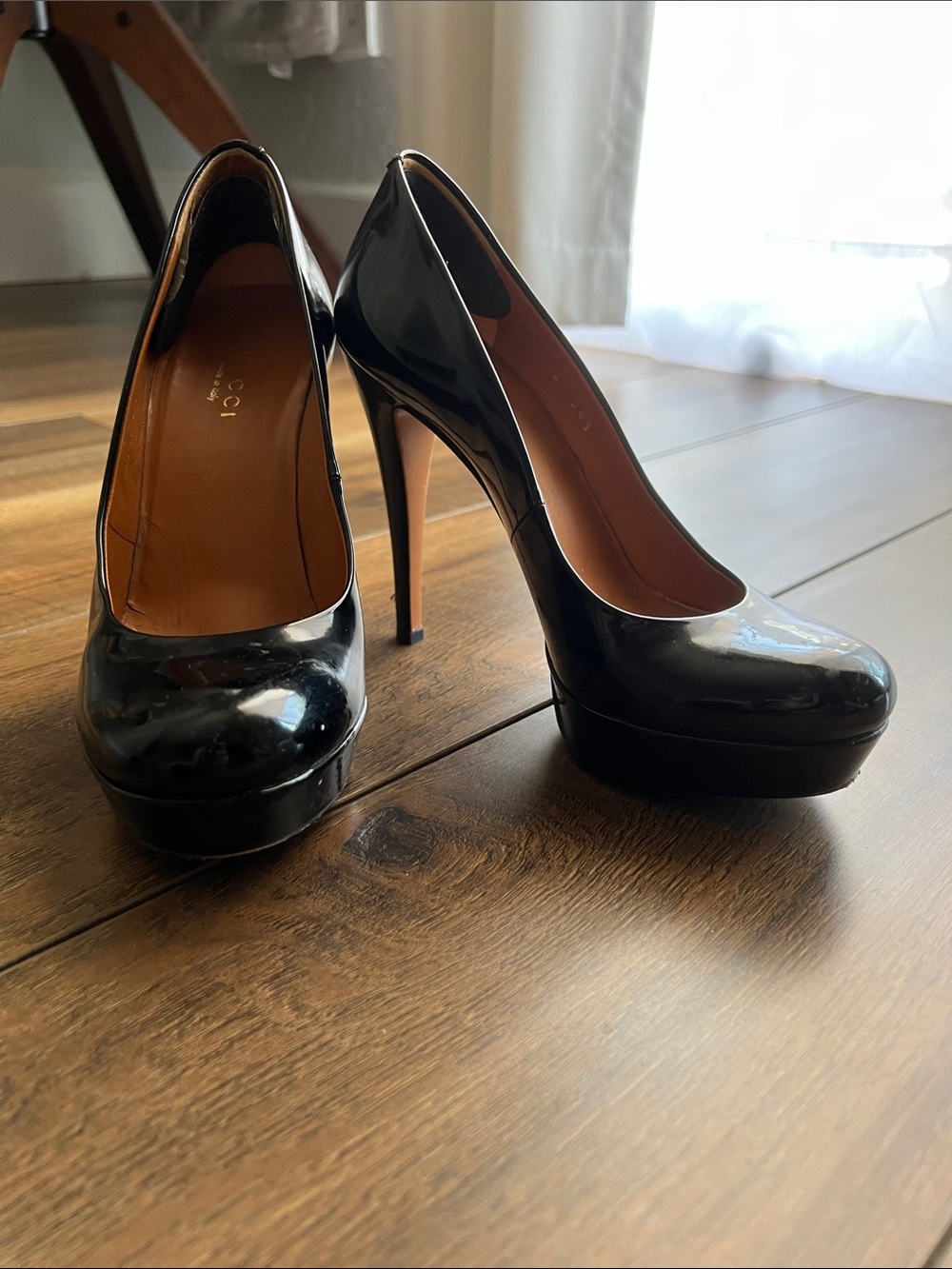 Gucci Black Patent Leather Platform Stiletto Pumps